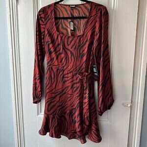 Express Mini Dress Womens Small Square Neck Animal Print Mobwife NWT Disco